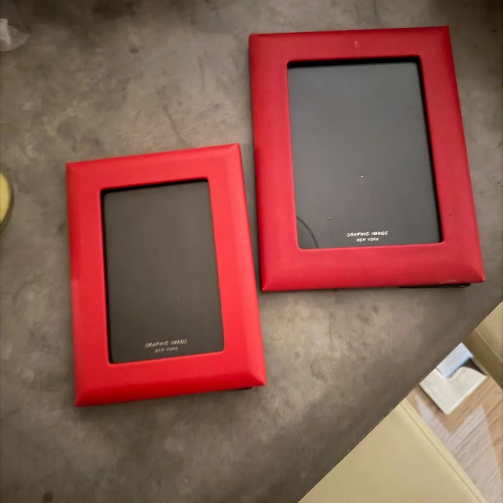 Graphic Image New York Leather Frame Set | Red | 4x6 + 5x7 | Luxury Home Decor